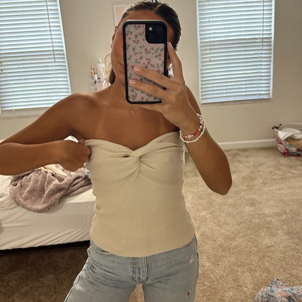 Cross front strapless tube top